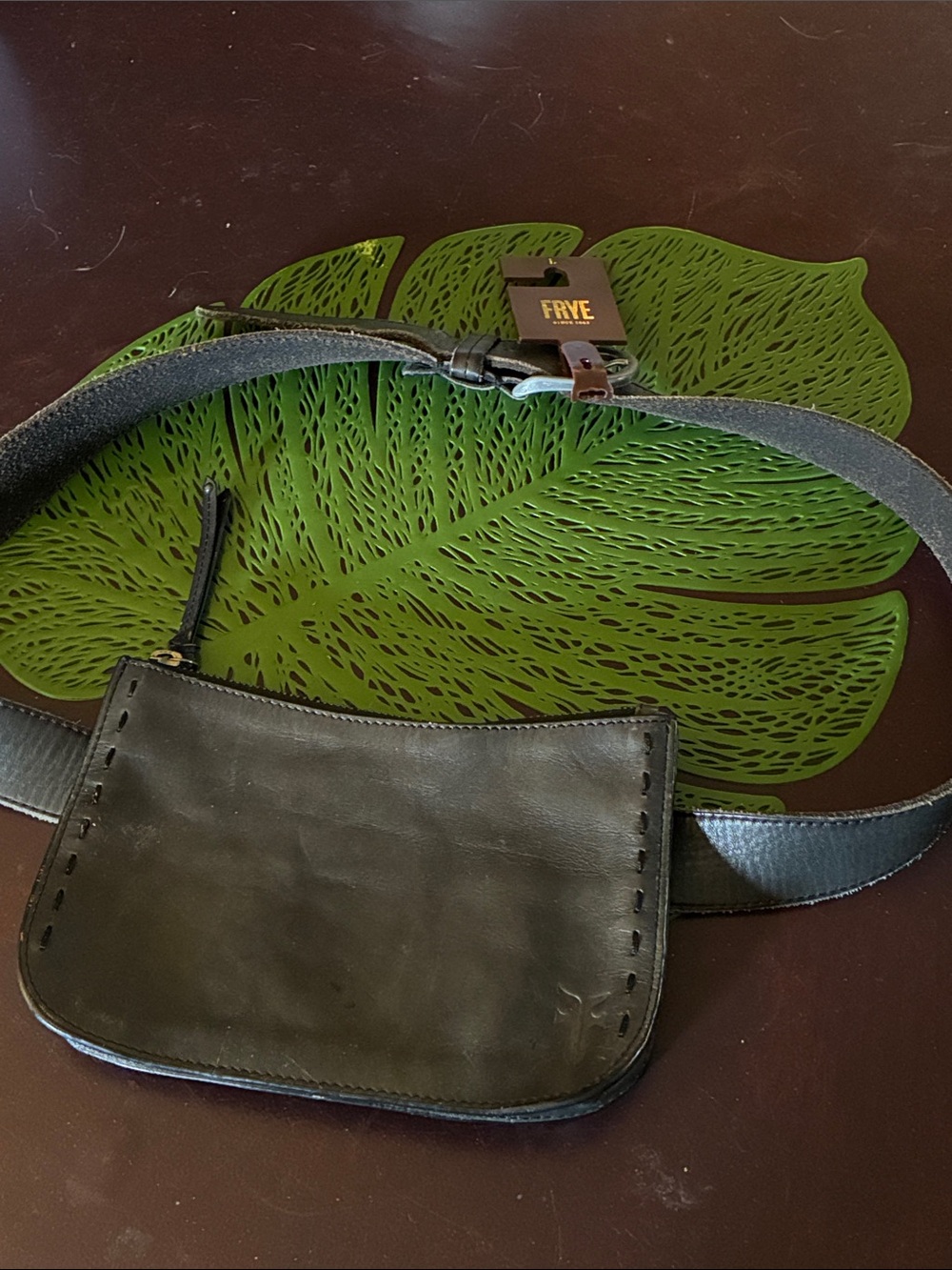 Frye Black Leather Belt Bag with Adjustable Strap
